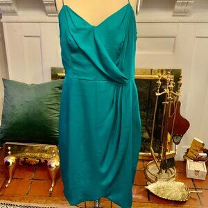 Teal Green Banana Republic Dress Surplice Sleeveless 14 Tall
